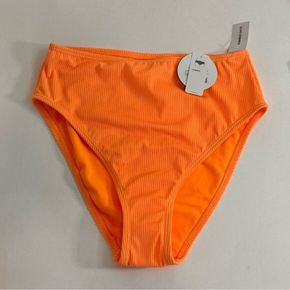 Decree Neon Orange Textured Bikini Set - Strapless Top & Cheeky Bottoms, XS, NWT - Picture 4 of 13